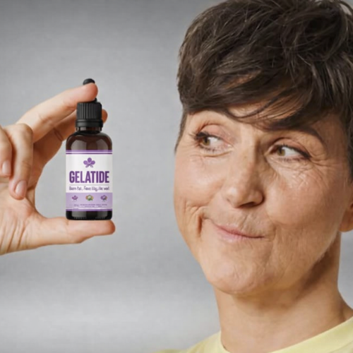 gelatide customer reviews woman looking sideways at bottle